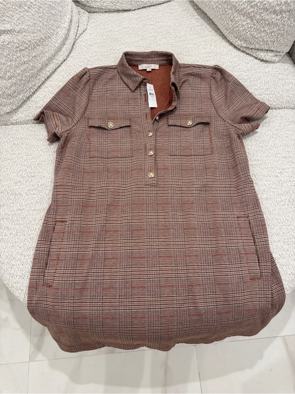 NWT LOFT Plaid Short Sleeve Polo Plus Size Dress